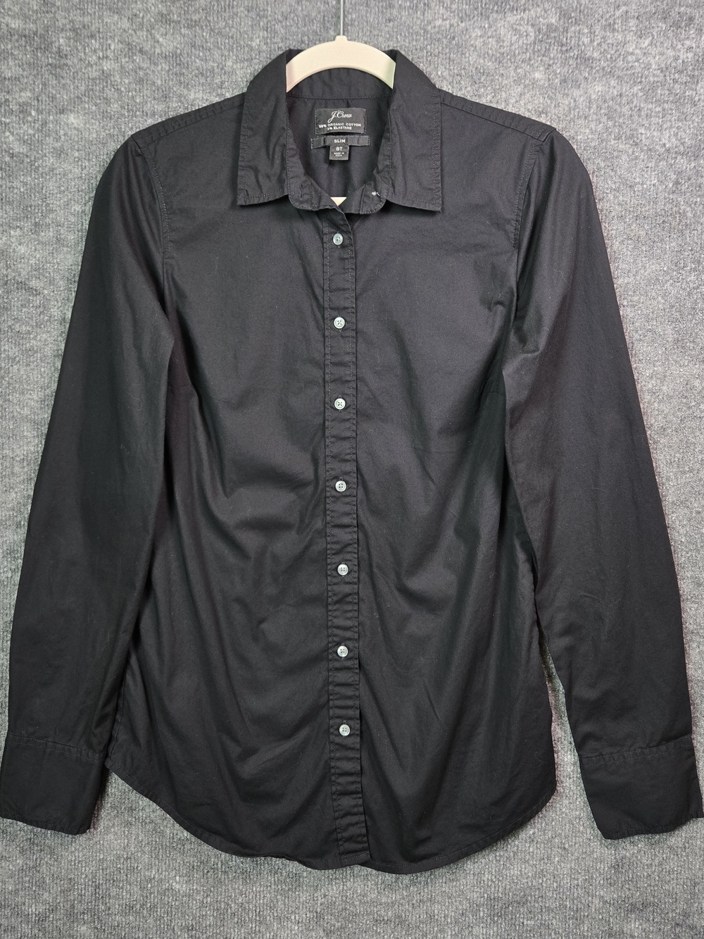 J Crew Shirt Womens 8T Black Organic Cotton Slim Button Up Career